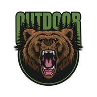 outdoor logo with bear mascot vector