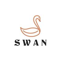 Swan Logo design vector template Linear style. Outline Swan Bird Logotype Jewelry Fashion concept. Vector illustration.