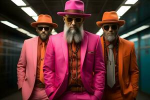 a group of men wear colorful suit photo