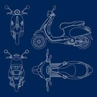 Motorcycle Template. Transportation framework doodle template. Blueprint layout. Wrap sticker, air brush, vinyl, recolor project. Vector eps 10