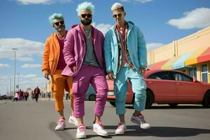 a group of men wear colorful suit photo