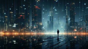 pixelated technological dreams, digital art illustration, Generative AI photo