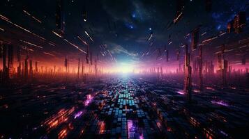 particle glitch in cyberspace, digital art illustration, Generative AI photo