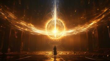 incandescent flare of light, digital art illustration, Generative AI photo