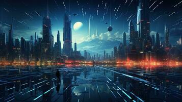 pixelated technological dreams, digital art illustration, Generative AI photo