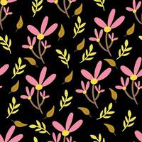 Seamless floral and leaf pattern for fabric print, textile, gift wrapping paper. colorful vector for children, flat style