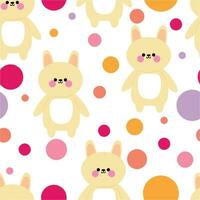 Cute rabbit and polka dot seamless pattern for fabric print, textile, gift wrapping paper. colorful vector for children, flat style