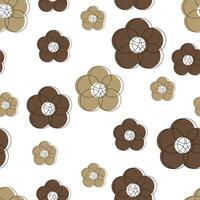 Seamless pattern of brown flowers on a white background for fabric prints, textiles, gift wrapping paper. colorful vector for kids, flat style, print headscarf, scarf