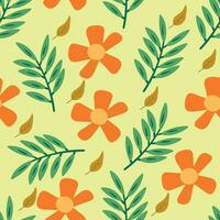 Seamless floral and leaf pattern for fabric prints, textiles, gift wrapping paper. colorful vector for children, flat style