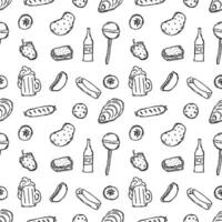 Seamless food pattern. Drawn doodle food background vector