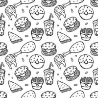 Seamless food pattern. Drawn doodle food background vector