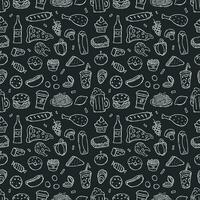 Seamless food pattern. Drawn doodle food background vector