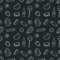 Seamless food pattern. Drawn doodle food background vector