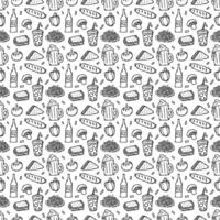 Seamless food pattern. Drawn doodle food background vector