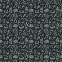 Seamless food pattern. Drawn doodle food background vector