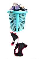 unwashed cloth in basket photo