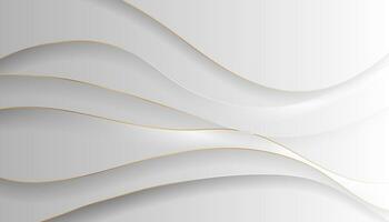 Grey silver smooth waves with curved golden lines vector