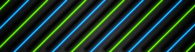 Abstract blue and green neon glowing lines futuristic background vector