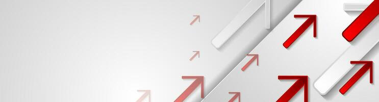 Abstract tech geometric banner with red grey arrows vector