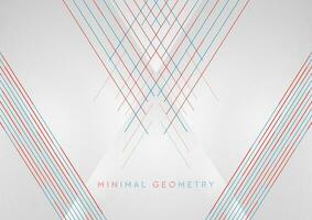 Blue red minimal lines abstract futuristic tech background vector