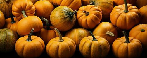 Pumpkins Pile Background. Generative AI photo