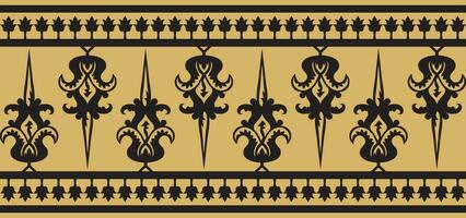 Vector gold and black seamless byzantine ornament. Endless Border, frame of ancient Greece and Eastern Roman Empire. Decoration of the Russian Orthodox Church