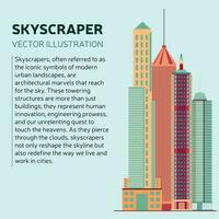 rascacielos bandera concepto. cuadrado bandera o enviar con rascacielos Copiar espacio. vector ilustración.