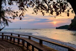Sunset over the sea at Tarutao island, Thailand photo