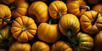 Pumpkins Pile Background. Generative AI photo