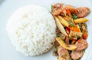 Thai sour pork or Nham fried photo