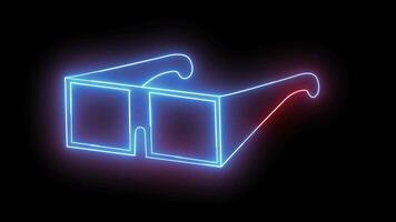 animated 3d glasses logo with glowing neon lines video