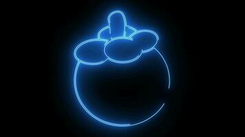 animated mangosteen logo with glowing neon lines video