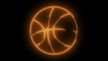 geanimeerd basketbal logo met gloeiend neon lijnen video