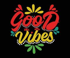 Good Vibes Retro T Shirt Design, Vintage Retro Rainbow Concept Typography T Shirt Design Vector Template