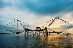 Rural lifestyle at Pakpra canal during sunrise in Thailand photo