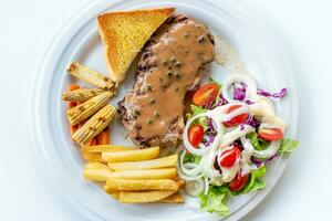 Top view steak pork chop photo