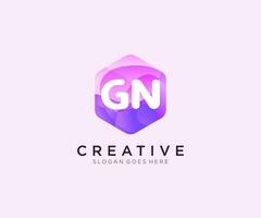 GN initial logo With Colorful Hexagon Modern Business Alphabet Logo template vector. vector