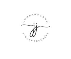 initial JJ Feminine logo beauty monogram and elegant logo design, handwriting logo of initial signature, wedding, fashion, floral and botanical with creative template. vector