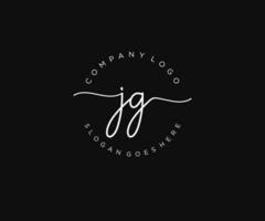 initial JG Feminine logo beauty monogram and elegant logo design, handwriting logo of initial signature, wedding, fashion, floral and botanical with creative template. vector