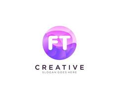 FT initial logo With Colorful Circle template vector. vector