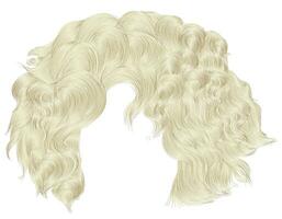 trendy woman curly hairs blond colors .fringe. fashion beauty style.realistic 3d . vector