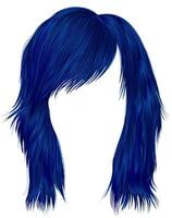 trendy  woman  hairs dark blue color . medium length . beauty style . realistic  3d . vector