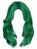 de moda mujer largo pelos verde colores . belleza Moda . realista gráfico 3d vector
