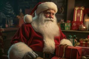 Santa claus presents holiday. Generate Ai photo