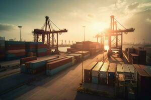 Seaport terminal container. Generate Ai photo