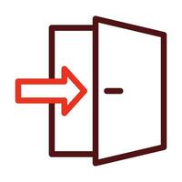 Exit Door Vector Thick Line Two Color Icons For Personal And Commercial Use.