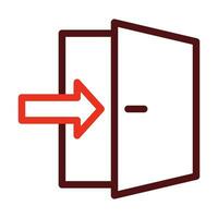 Exit Door Vector Thick Line Two Color Icons For Personal And Commercial Use.