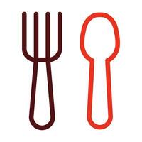 Fork Spoon Vector Thick Line Two Color Icons For Personal And Commercial Use.
