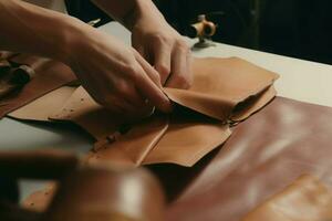 Making leather goods. Generate Ai photo