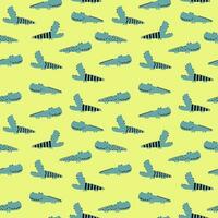 Seamless pattern with funny crocodiles. Childish background. Vector cute animal background